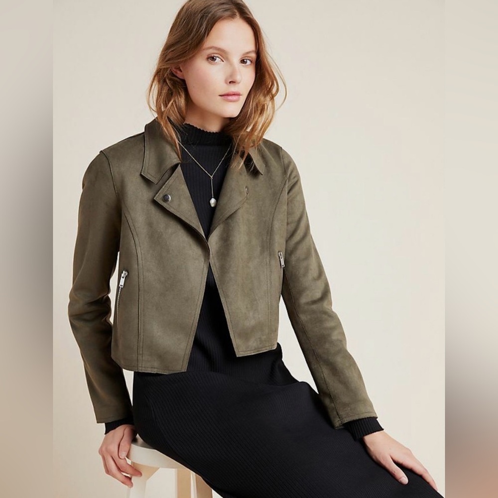 Anthropologie Faux-Suede Moto Jacket
